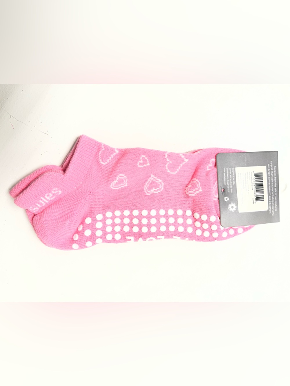 Great Soles Womens Pink Heart Grip Socks, US 6-10